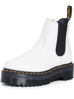 Dr. Martens White Leather Chelsea Quad 2976